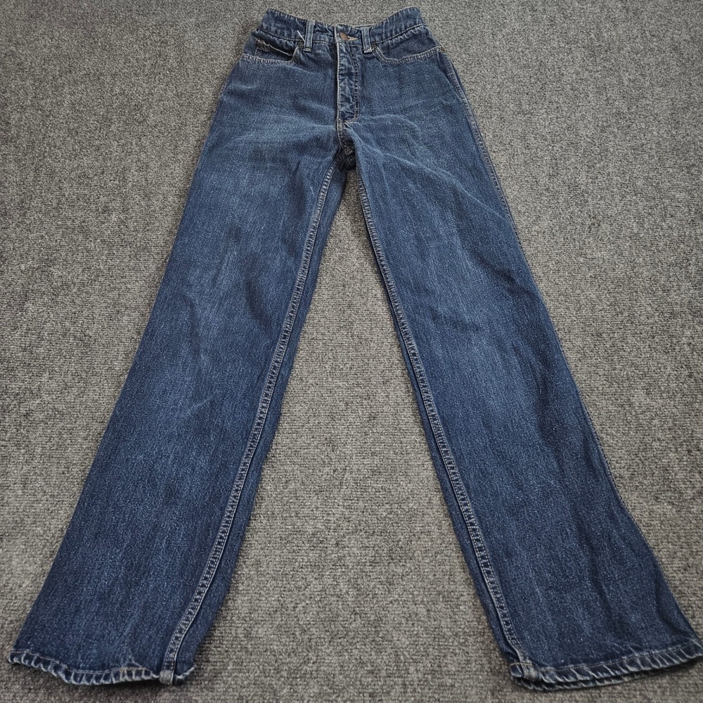 Vintage Calvin Klein Jeans High Rise Straight Size 22 Blue Solid 80s 90s Denim